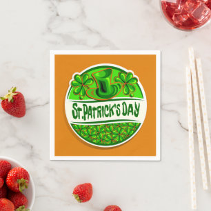 Guardanapo De Papel Dia de São Patrício Hat Shamrocks Verde Laranja Pe