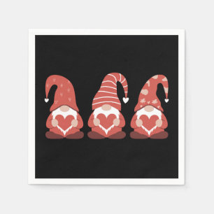 Guardanapo De Papel Dia de São Valentim Três Gnomos Lindos Segurando C