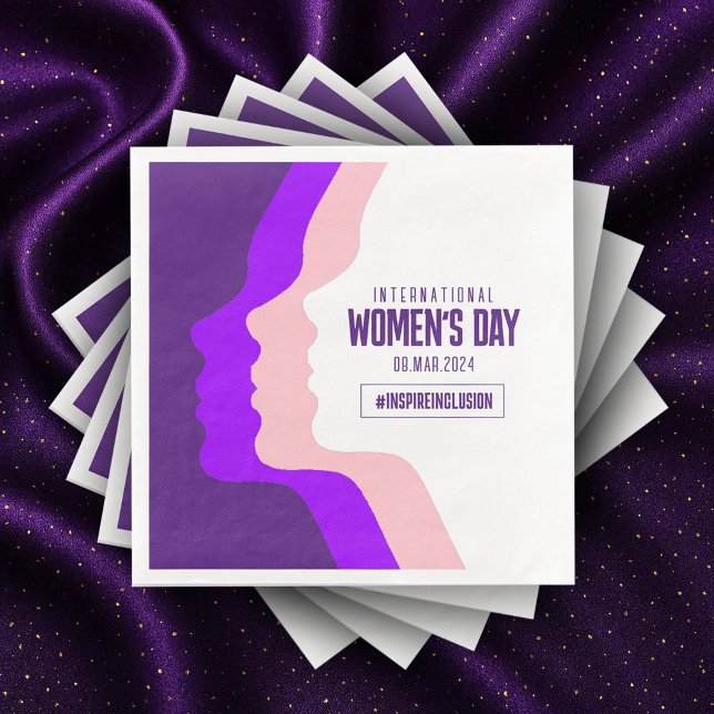 Guardanapo De Papel Dia Internacional da Mulher, 8 de março (Colorful Faces international Women's Day March 8 Napkins Cover Photo)