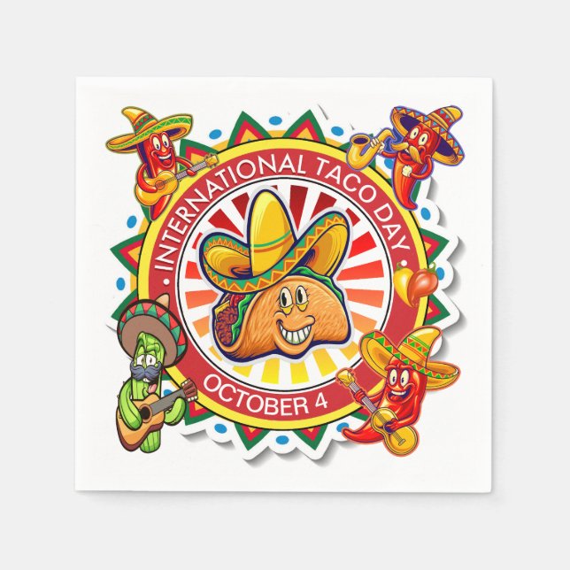 Guardanapo De Papel Dia Internacional da Taco Napkins (Frente)