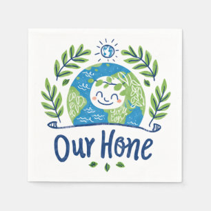 Guardanapo De Papel Dia Mundial do Ambiente - Feliz Ilustração da Terr
