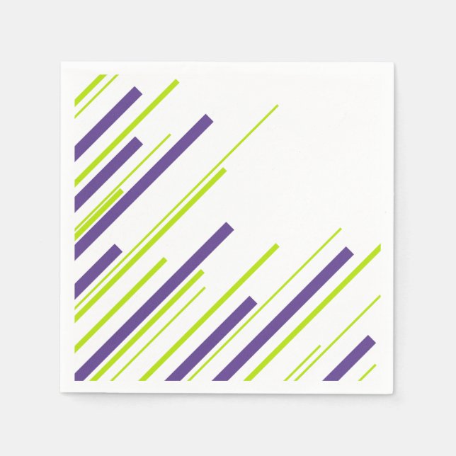 Guardanapo De Papel Diagonais em Verde limão e Roxo (Frente)