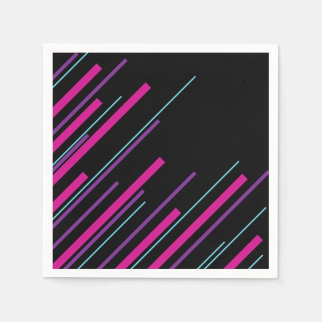 Guardanapo De Papel Diagonais - Rosa, Púrpura, Azul e Preto (Frente)