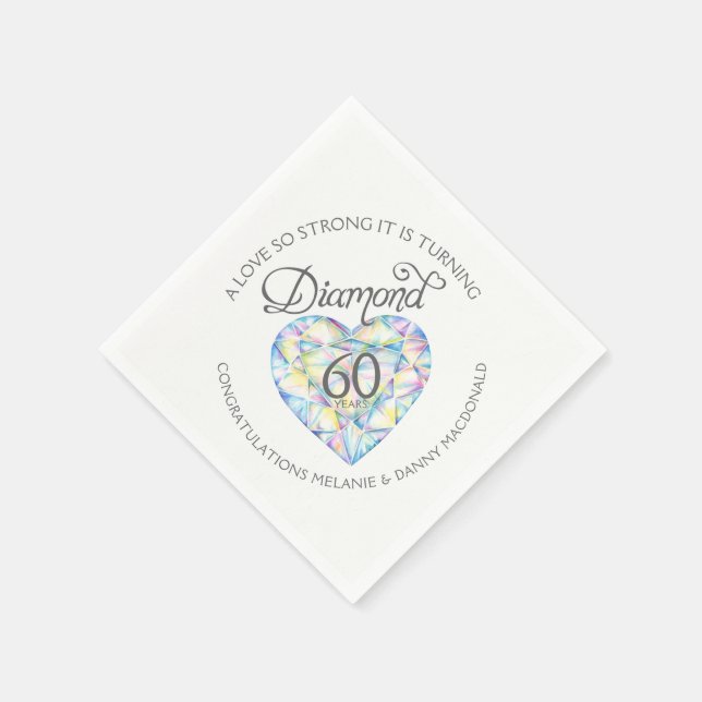 Guardanapo De Papel Diamond 60º Aniversário de Arte Cardíaca Napkins (Canto)