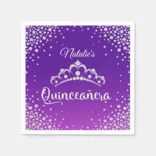 Guardanapo De Papel Diamond Tiara Crown Personalizou Quinceanera