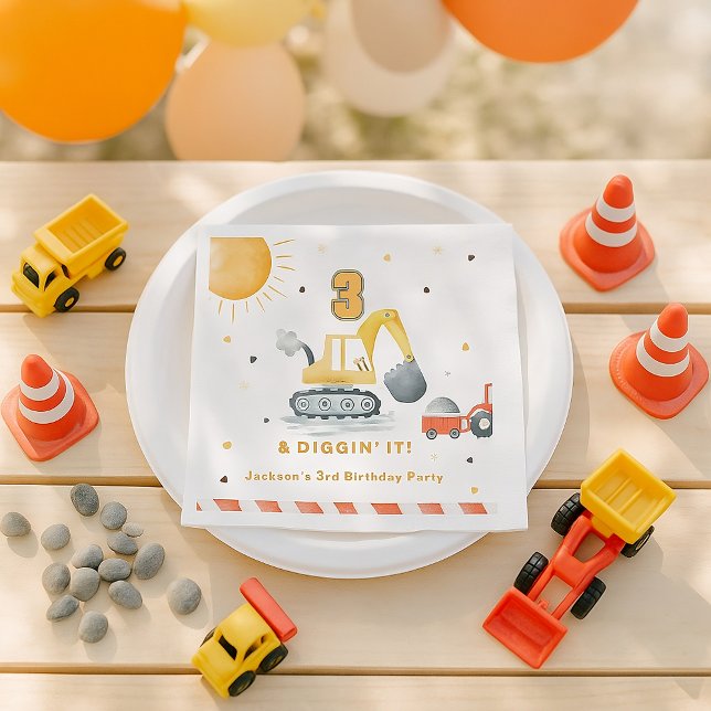 Guardanapo De Papel Diggin’ It Yellow Construction Brithday Party (Criador carregado)
