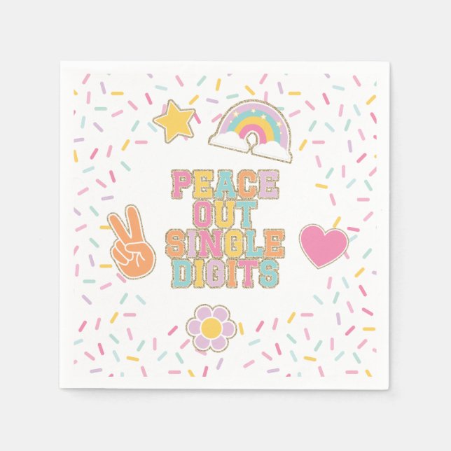 Guardanapo De Papel Dígitos de Solteiro de Patch Preppy Peace Out 10º  (Frente)
