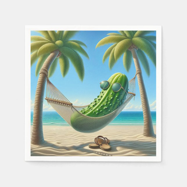 Guardanapo De Papel Dill Pickle em um Hammock tropical (Frente)