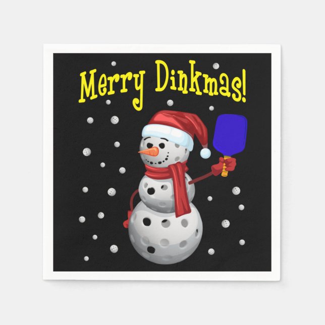 Guardanapo De Papel Dinkmas de feliz - Snowman de Pickleball (Frente)