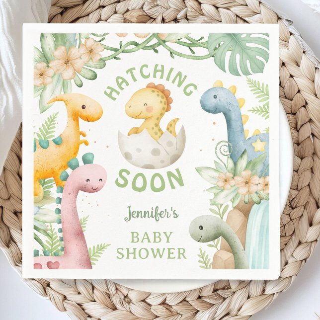 Guardanapo De Papel Dinosaur Baby Shower Cute Dino Paper Napkin (Criador carregado)
