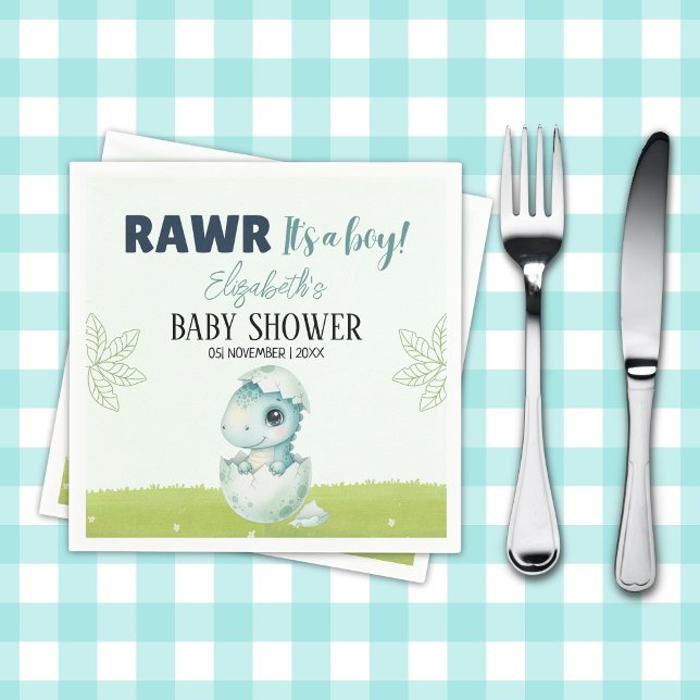 Guardanapo De Papel Dinosaur Baby Shower Party Napkins for Boy (Criador carregado)