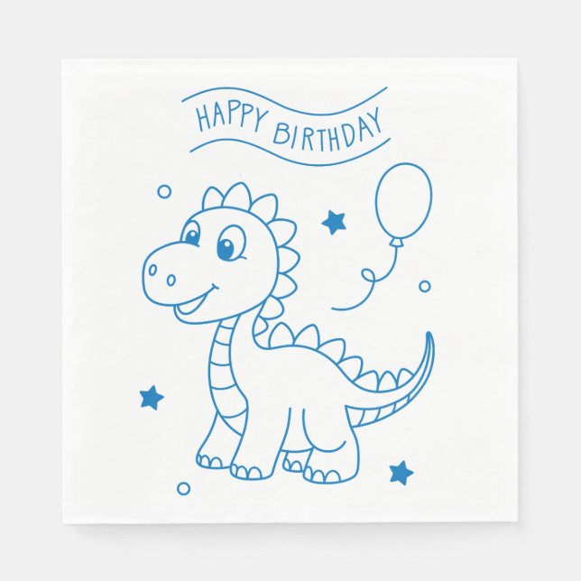 Guardanapo De Papel dinosaur kids birthday party (Frente)