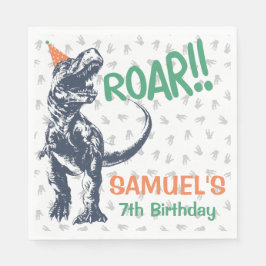 Guardanapo De Papel Dinosaur T-Rex de Chapéu de Festa Aniversário