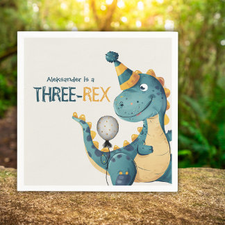Guardanapo De Papel Dinosaur Trex Três Partido aniversário de 3 anos R
