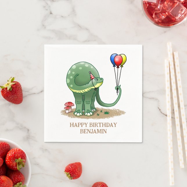 Guardanapo De Papel Dinosaur with birthday balloons (Insitu)