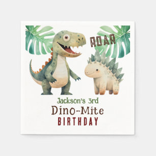 Guardanapo De Papel Dinossaur aniversário de 3 anos Watercolor Paper N