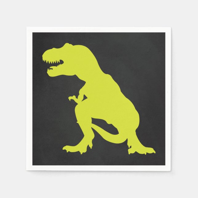 Guardanapo De Papel Dinossaur Birthday Chalkboard Green (Frente)