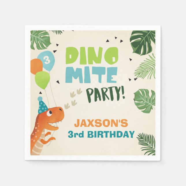 Guardanapo De Papel Dinossaur Paper Napkins aniversário Dino (Frente)