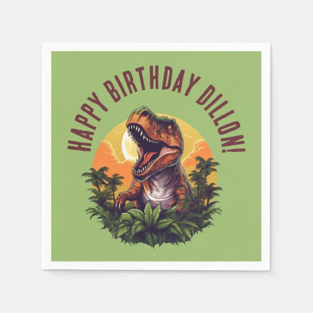Guardanapo De Papel Dinossaur Rawr Birthday Paper (Frente)