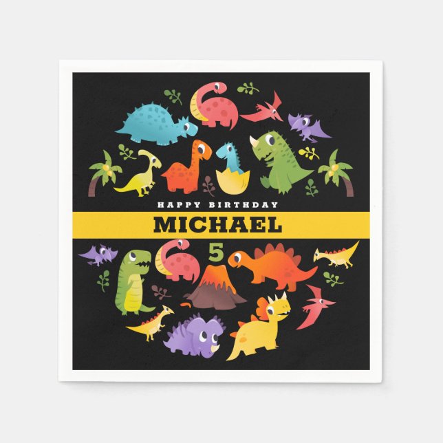 Guardanapo De Papel Dinossauro Agradável Personalizado (Frente)