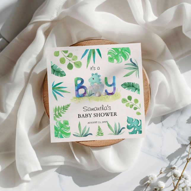 Guardanapo De Papel Dinossauro Bonito 'É um Menino' Chá de fraldas (Criador carregado)