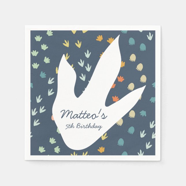 Guardanapo De Papel Dinossauro Bonito Personalizado Aniversário Napkin (Frente)