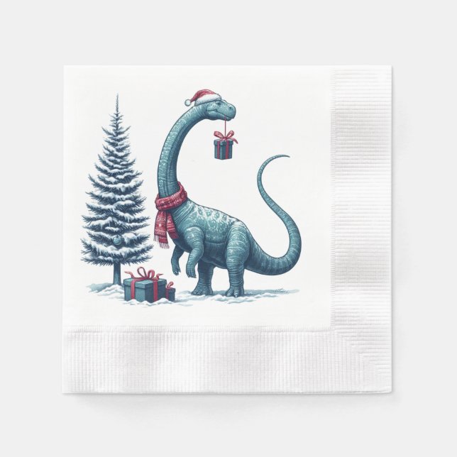 Guardanapo De Papel dinossauro Brontosauro de Natal (Frente)