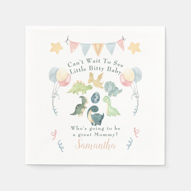 Guardanapo De Papel Dinossauro chá de fraldas Cujo Nome Mãe Laranja (Frente)