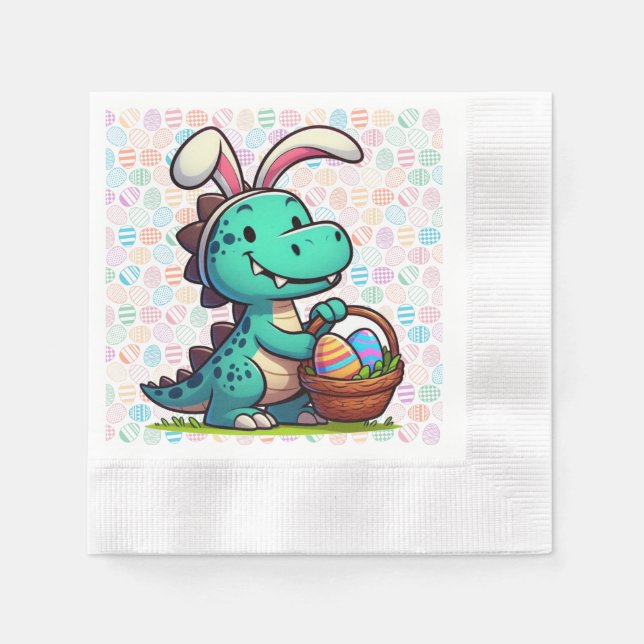 Guardanapo De Papel Dinossauro coelhinho da Páscoa fofo (Frente)