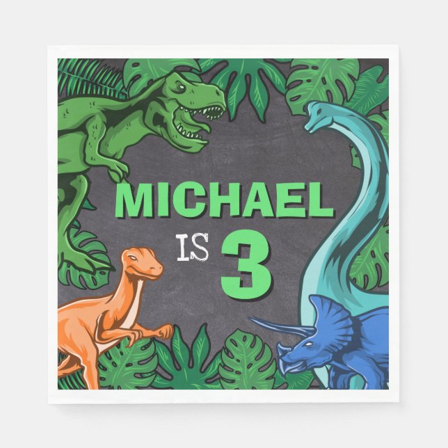 Guardanapo De Papel Dinossauro Festa de aniversário Dino Trex Menino P (Frente)