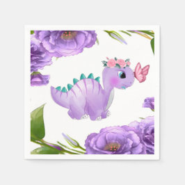 Guardanapo De Papel Dinossauro Floral Chá de fraldas Roxo Adorável