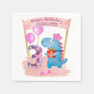 Guardanapo De Papel Dinossauro Menino Bonito Personalizado, Três Anos