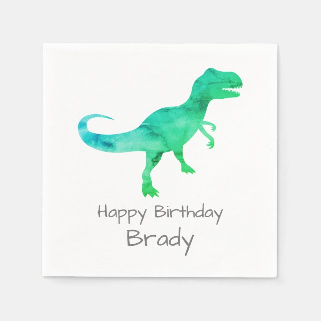 Guardanapo De Papel Dinossauro Personalizado Aniversário Azul Napkin (Frente)