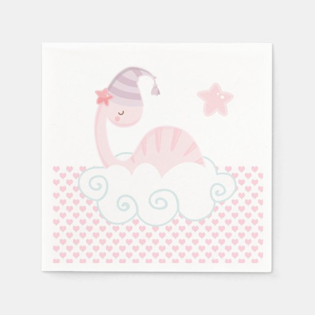 Guardanapo De Papel Dinossauro Rosa Dormindo Napkins (Frente)