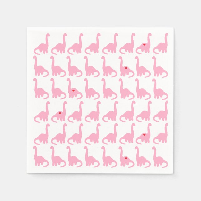 Guardanapo De Papel Dinossauro Rosa Napkins (Frente)