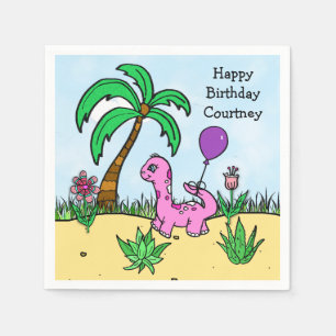 Guardanapo De Papel Dinossauro Whimsical Dinossaur Girl's Birthday Pin