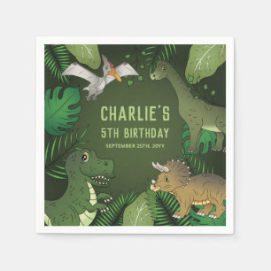 Guardanapo De Papel Dinossauros Bonitos Em Verde Com Festa de aniversá