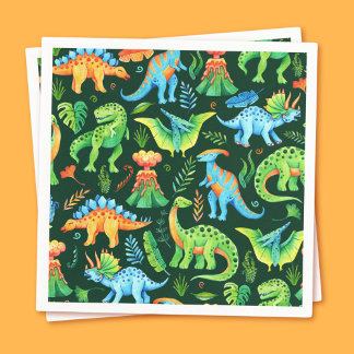 Guardanapo De Papel Dinossauros de Aquarela Festa de aniversário T rex