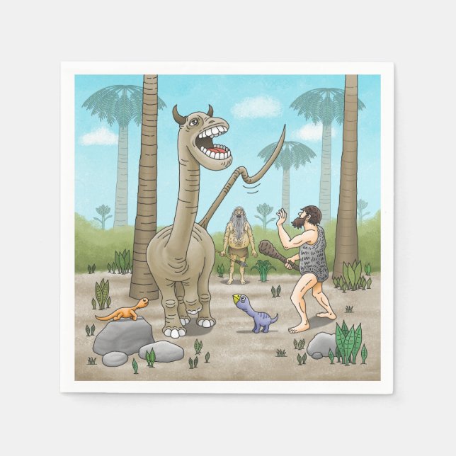 Guardanapo De Papel Dinossauros encontram a Idade da Pedra (Frente)