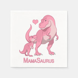 Guardanapo De Papel Dinossauros MamaSurus T-Rex e Baby Girl