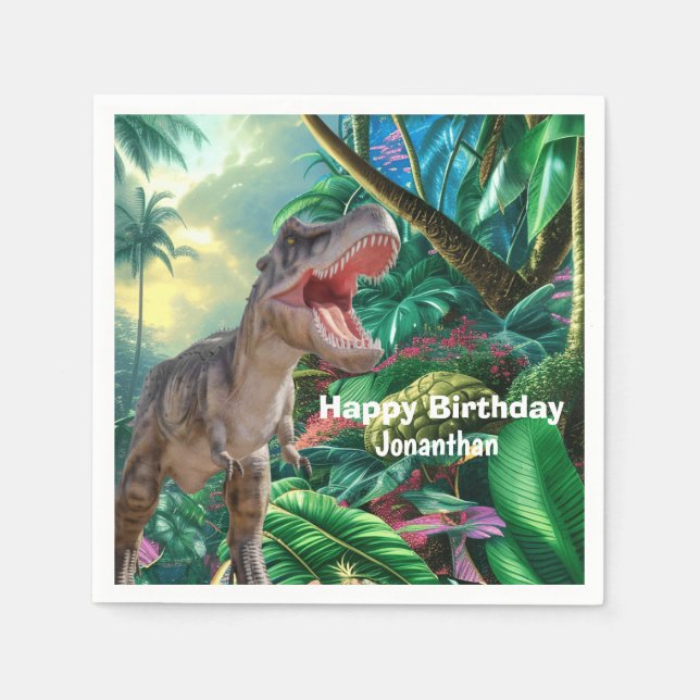 Guardanapo De Papel Dinossauros T Rex Crianças Jurássicas Mundo (Frente)