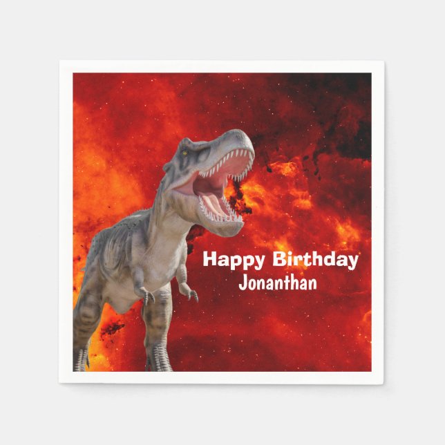 Guardanapo De Papel Dinossauros T Rex Fire Jurassic Mundo (Frente)