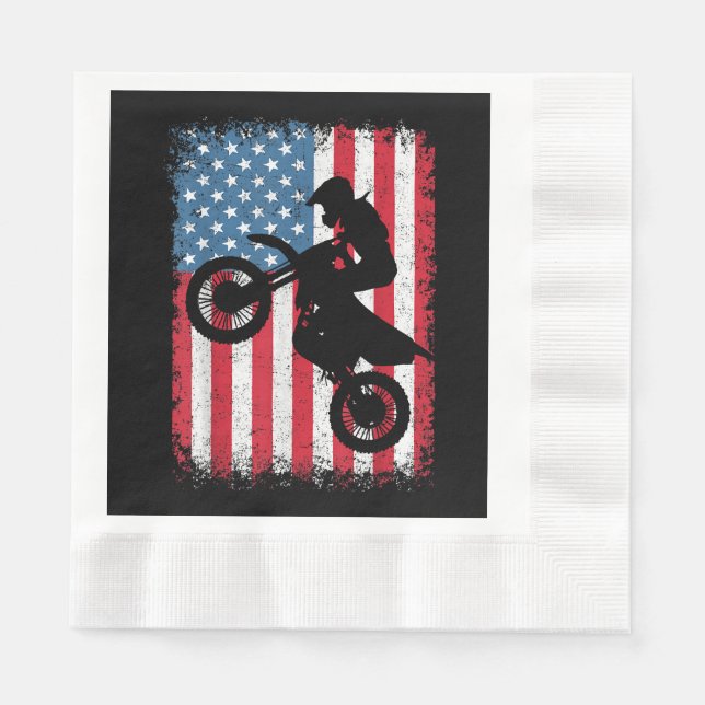 Guardanapo De Papel Dirt Bike American Flag Motocross Biker Men (Frente)
