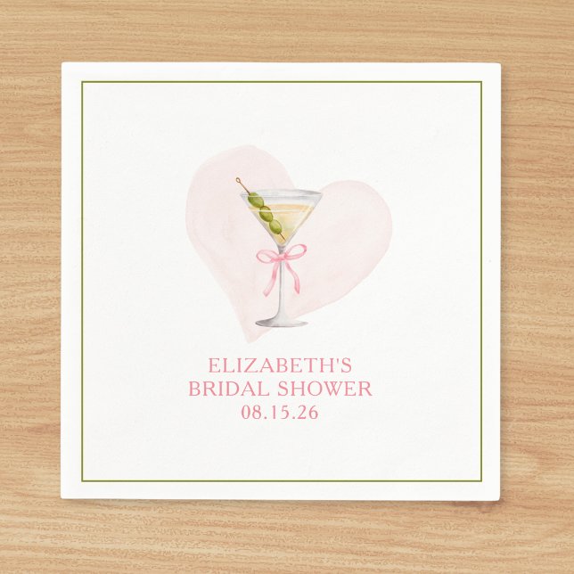Guardanapo De Papel Dirty Martini Coquete Elegante Chuveiro de Noiva M (Chic and customizable martini bridal shower napkins – perfect for a trendy, elegant celebration!)