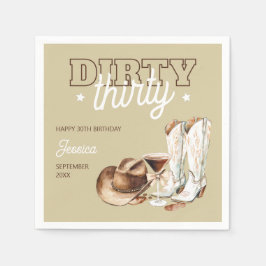 Guardanapo De Papel Dirty Thirty Rodeo Taupe Beige 30th Birthday Party