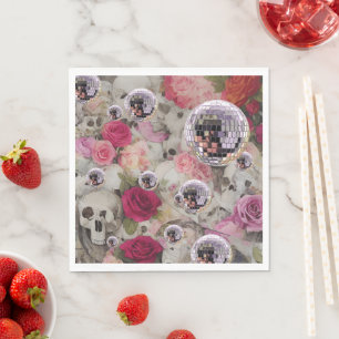 Guardanapo De Papel Disco Balls Skulls e Rosas