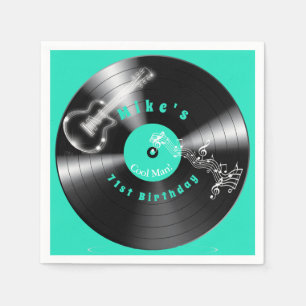 Guardanapo De Papel Disco de Vinil Retro de Aniversário Música de Rock