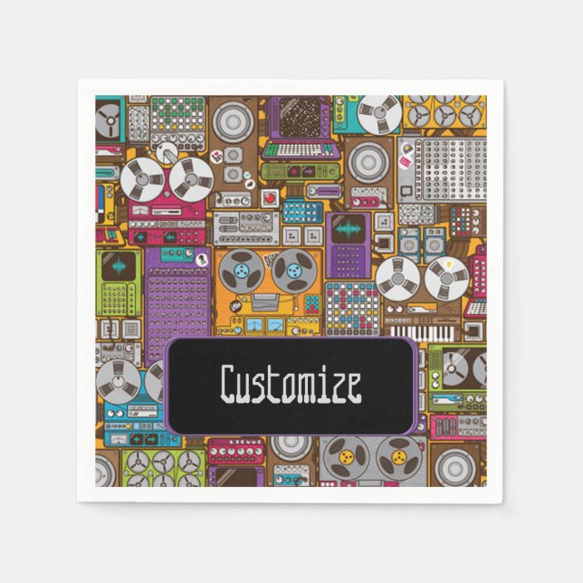 Guardanapo De Papel Dispositivos Retro Gravando Studio Napkins (Frente)