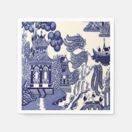 Guardanapo De Papel Dissociação de Chinoiserie Azul e Branco