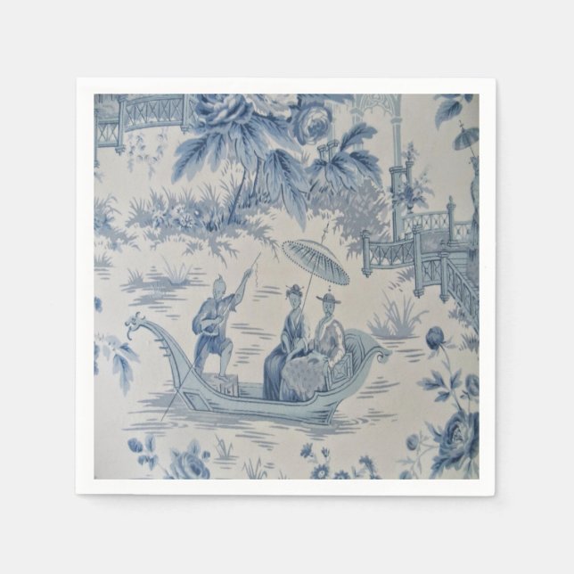Guardanapo De Papel Dissociação de Chinoiserie Azul e Branco (Frente)